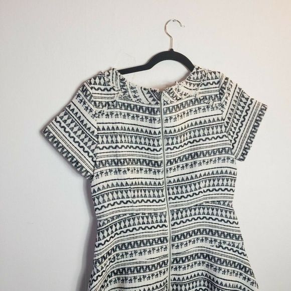 Banana Republic Cotton Poly Off White Geometric A-line Dress Size 10 - Picture 9 of 10